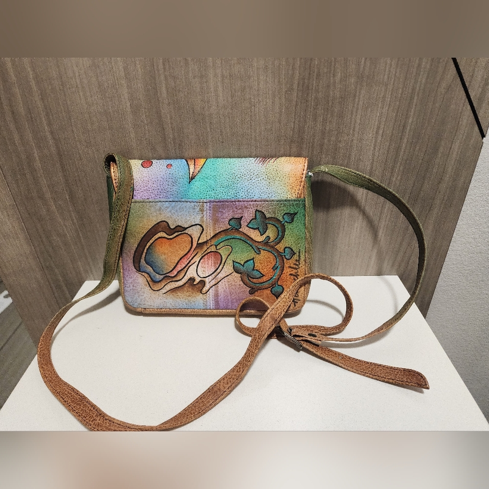 Anuschka hand painted butterfly Leather Crossbody Purse 468-COL RARE NWT - Picture 6 of 10